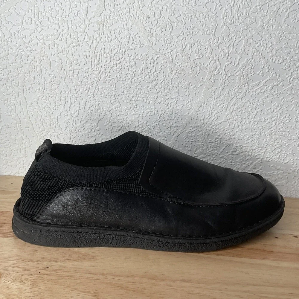 Born Samuel Men's black nubuck leather moc toe slip on loafer shoes size 10,5 M*